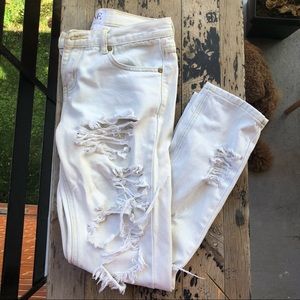 One Teaspoon white distressed jeans